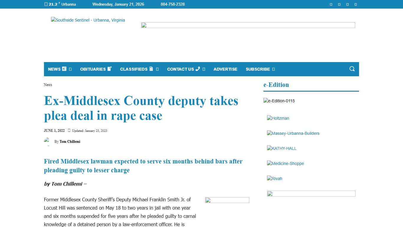 Ex-Middlesex County deputy takes plea deal in rape case • SSentinel.com